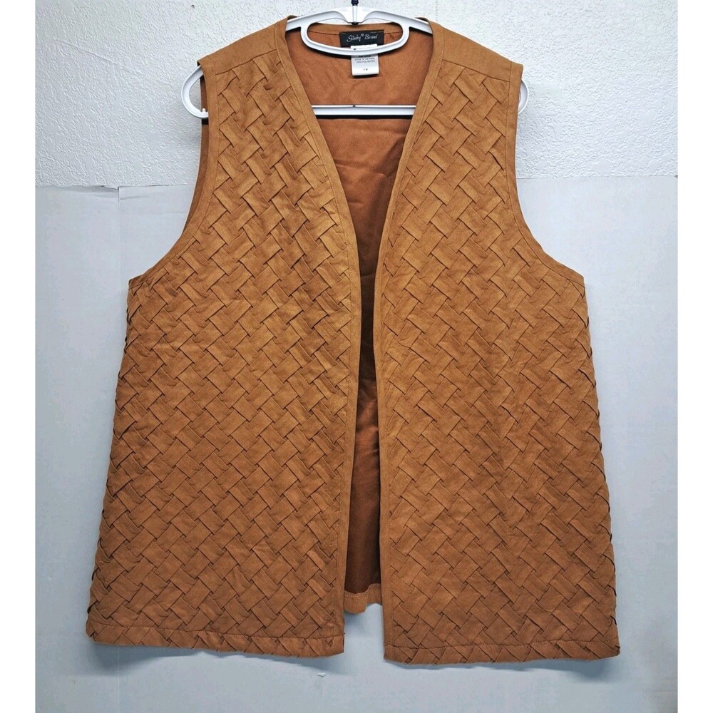 Slinky Brand Faux Suede Basketweave Woven Vest Women's 1X